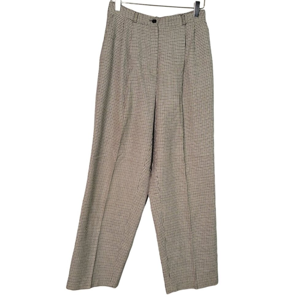 Vintage S Old Money Quiet Luxury Pleated Houndstooth Academia Preppy Nerdy Pants